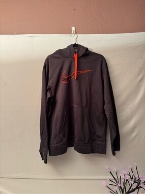 Nike Dark Gray Hoodie with Orange Swoosh